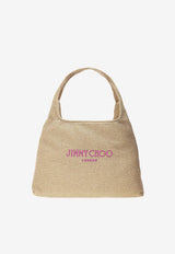 Jimmy Choo Large Diamond Raffia Tote Bag BEACH DMNDHOBO/L TYJ GOLD/FUCHSIA/LIGHT GOLD