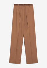 Max Mara Bergamo Straight-Leg Tailored Pants Brown BERGAMOWO/R_MAXMS-026