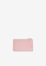 Dolce & Gabbana Logo Plaque Dauphine Calfskin Zip Cardholder Pink BI1261 A1001 8H402