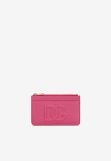 Dolce & Gabbana Medium DG Logo Zip Cardholder in Calf Leather Purple BI1261 AG081 80441