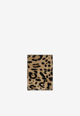 Dolce & Gabbana Leopard Print Passport Holder with Logo Plate Brown BI2215 AM568 HA93M