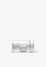 Jimmy Choo Bing Metallic Leather Clutch Bag Silver BING WALLET/CHAIN AZJ SILVER/SILVER