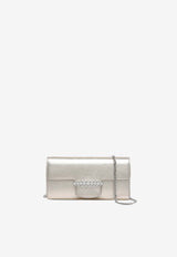 Jimmy Choo Bing Metallic Leather Clutch Bag Gold BING WALLET/CHAIN AZJ SOFT GOLD/SILVER