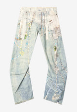 Acne Studios Trompe-L'oeil Print Distressed Jeans Denim BK0702DE/R_ACNE-AET