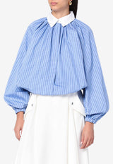 Patou Balloon-Sleeved Stripe Shirt Blue BL0500190CO/R_PATOU-5079