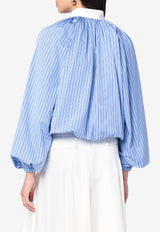 Patou Balloon-Sleeved Stripe Shirt Blue BL0500190CO/R_PATOU-5079