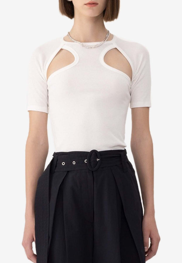 SJYP Cut-Out Short-Sleeved Top White