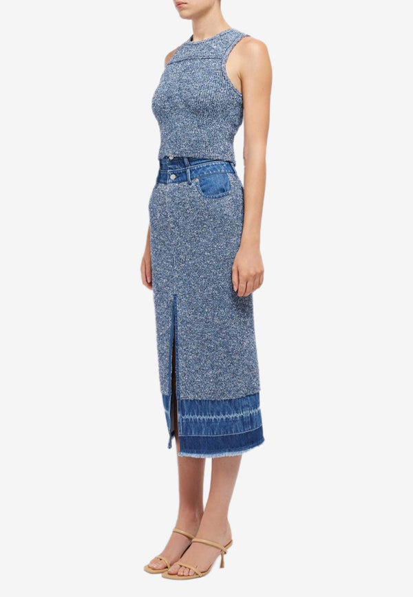 Simkhai Maddy Knit Midi Skirt Blue