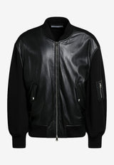 Givenchy Leather Bomber Jacket Black BM01DF4YND/R_GIV-001