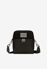 Dolce & Gabbana Logo Plaque Grained Leather Messenger Bag Black BM2302 AD447 8B956