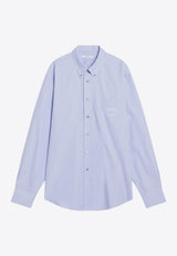 Givenchy Embroidered Logo Long-Sleeved Shirt Light Blue BM616915H7/R_GIV-453