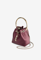Jimmy Choo Bon Bon Satin Top Handle Bag Bordeaux BON BON FUQ DEEP MERLOT/LIGHT GOLD