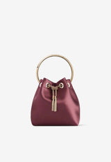 Jimmy Choo Bon Bon Satin Top Handle Bag Bordeaux BON BON FUQ DEEP MERLOT/LIGHT GOLD