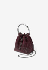 Jimmy Choo Bon Bon Dégradé Crystal Mesh Bucket Bag Bordeaux BON BON ZKE DEEP MERLOT/DARK SILVER