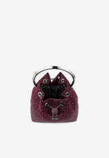 Jimmy Choo Bon Bon Dégradé Crystal Mesh Bucket Bag Bordeaux BON BON ZKE DEEP MERLOT/DARK SILVER