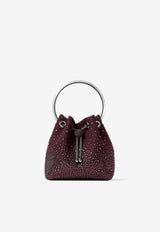 Jimmy Choo Bon Bon Dégradé Crystal Mesh Bucket Bag Bordeaux BON BON ZKE DEEP MERLOT/DARK SILVER