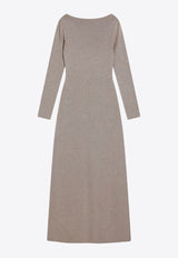 Max Mara Pianoforte Bracco Deep V-back Maxi Dress Taupe BRACCOCO/R_MAXMP-001