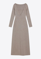 Max Mara Pianoforte Bracco Deep V-back Maxi Dress Taupe BRACCOCO/R_MAXMP-001