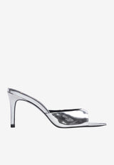 BLACK SUEDE STUDIO Brea 80 Metallic Leather Mules Silver BREA80_SILVER