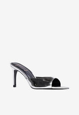 BLACK SUEDE STUDIO Brea 80 Metallic Leather Mules Silver BREA80_SILVER