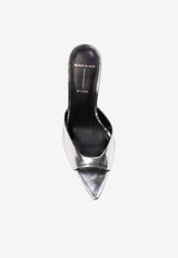 BLACK SUEDE STUDIO Brea 80 Metallic Leather Mules Silver BREA80_SILVER