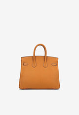 Birkin 25 Verso in Caramel and Jaune Ambre Chevre Leather with Brushed Gold Hardware