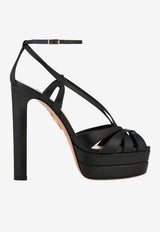 Aquazzura Bonita 130 Leather Platform Sandals Black BTAHIGB0-CFI000 BLACK