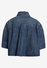 Cropped Shirt with Embroidered-Logo