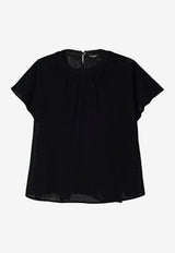Balmain Kids Girls Monogram Jacquard Velvet Blouse Black BX5A41-K0259_BLACK