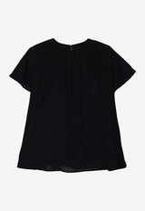 Balmain Kids Girls Monogram Jacquard Velvet Blouse Black BX5A41-K0259_BLACK