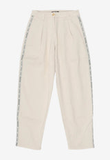 Balmain Kids Girls Logo Side Band Pants Beige BX6B70-D0039_BEIGE