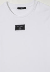 Balmain Kids Boys Logo Patch T-shirt White BX8P81-Z3186_WHITE