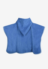 Hermès Girls Les Cabanes Poncho with Bicyclette Embroidery Bleu Denim