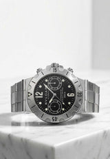 Bvlgari Scuba Diagono Chronograph 38mm Stainless Steel Watch Black BVLSDC38SSW_TH