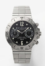 Bvlgari Scuba Diagono Chronograph 38mm Stainless Steel Watch Black BVLSDC38SSW_TH