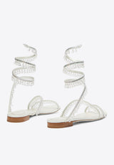 Rene Caovilla Chandelier Crystal Flat Sandals Ivory C11249-010-R001CYTS IVORY SATIN/CRYSTAL-TRANS ST