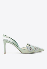 Rene Caovilla 80 Crystal Embellished Slingback Pumps Mint C11702-080-PN01X727 LGHT GRN LAC-LMB/CHRYS OPAL