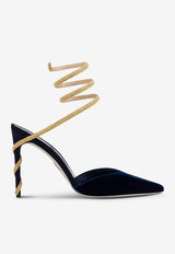 Rene Caovilla Margot 105 Velvet Pumps Blue C11790-105-VL01Y018 BLUE VEL/METAL SNSHNE STRS