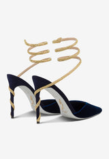 Rene Caovilla Margot 105 Velvet Pumps Blue C11790-105-VL01Y018 BLUE VEL/METAL SNSHNE STRS