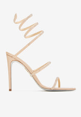 Rene Caovilla Cleo 105 Crystal Embellished Sandals C12369-105-R001V104 BEIGE SATIN/GOLDEN SHADOW