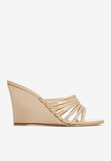Rene Caovilla Full Trim 80 Crystal-Embellished Wedge Mules C12499-080-R001V104 BEIGE SATIN/GOLDEN SHADOW