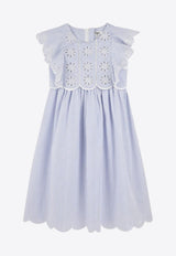 Chloé Kids Girls Broderie Anglaise Striped Dress Blue C20446/N48_BLUE MULTI