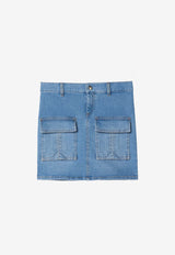 Chloé Kids Girls Logo Patch Mini Denim Skirt Denim C20456-BCO/Q_CHLOE-Z04