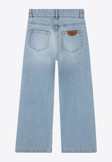 Chloé Kids Girls Logo Patch Straight Jeans Blue C20459/Z04_DENIM