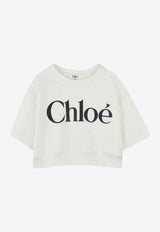 Chloé Kids Girls Logo Print Cropped T-shirt White C20478/117_OFF-WHITE