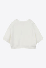 Chloé Kids Girls Logo Print Cropped T-shirt White C20478/117_OFF-WHITE