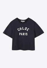 Chloé Kids Girls Logo Lettering T-shirt Navy C20489/859_NAVY