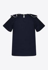 Chloé Kids Girls Logo Embroidered Ruffled Top Navy C20491/859_NAVY