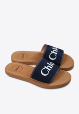 Chloé Kids Girls Logo Print Flat Slides Navy C20507/859_NAVY