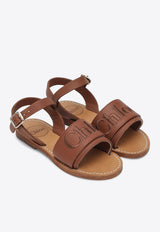Chloé Kids Girls Logo Leather Sandals Brown C20510-BLE/Q_CHLOE-33A